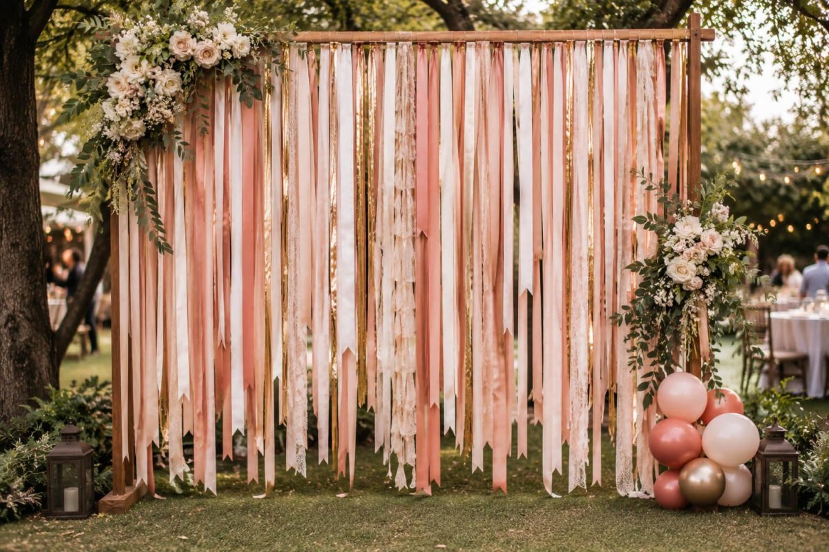 Handmade wedding ceremony backdrop