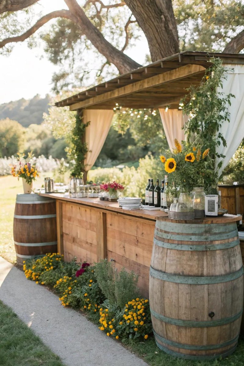 DIY handmade wedding bar setup
