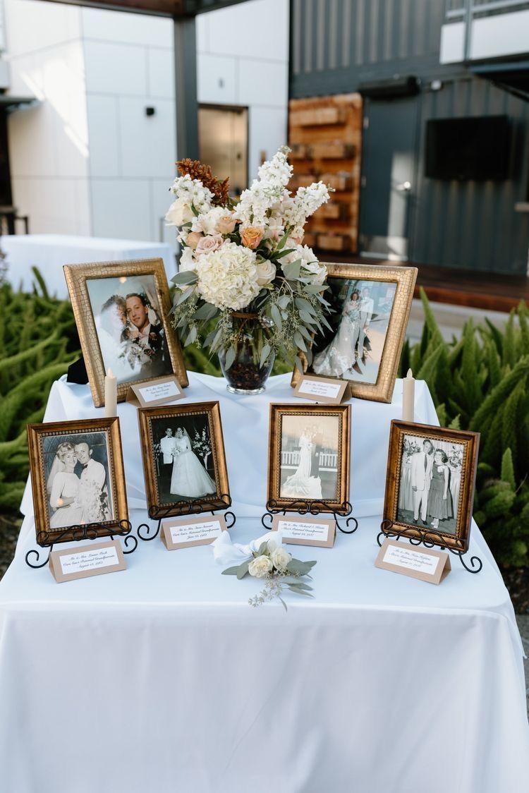 Wedding memory table photo display