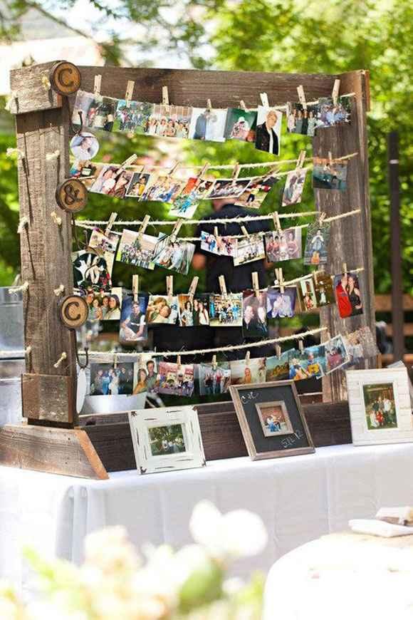Handmade wedding photo display