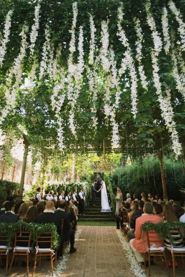 Hanging floral wedding installation