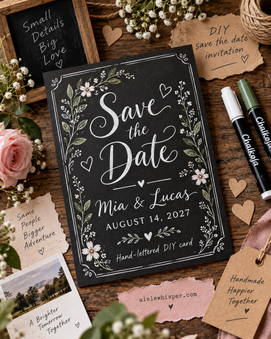 Elegant DIY wedding stationery workspace