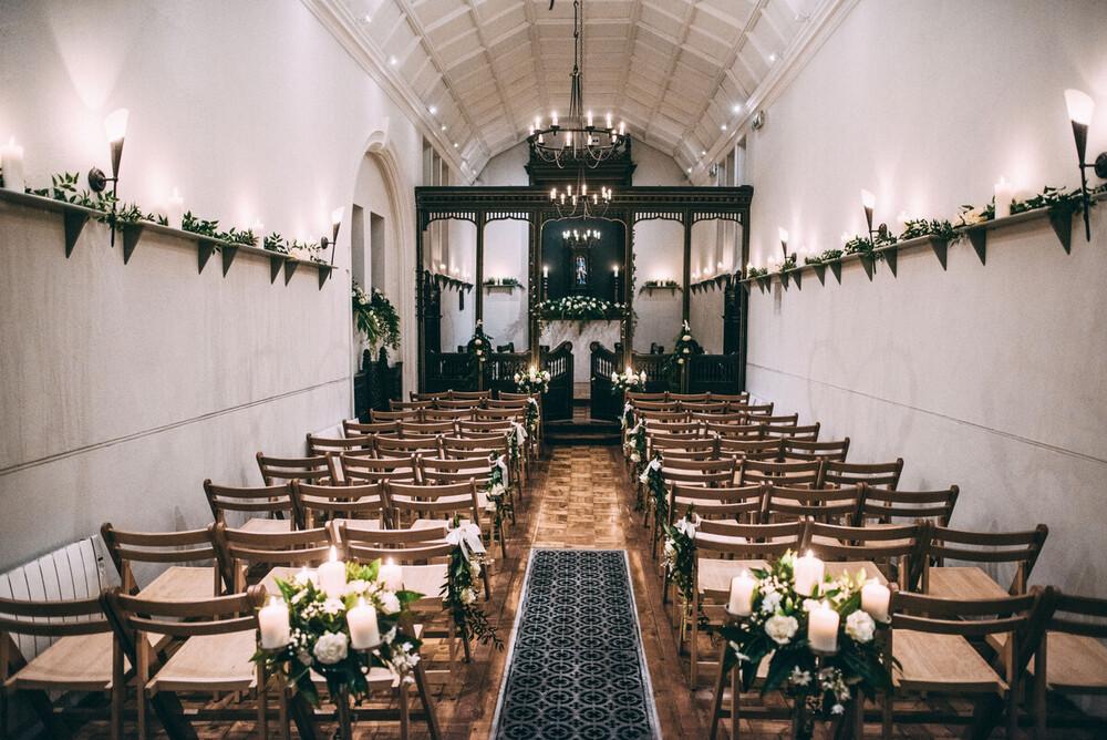 indoor chapel wedding seating