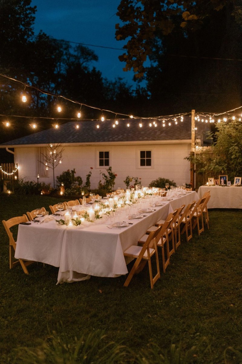 Intimate backyard wedding dinner