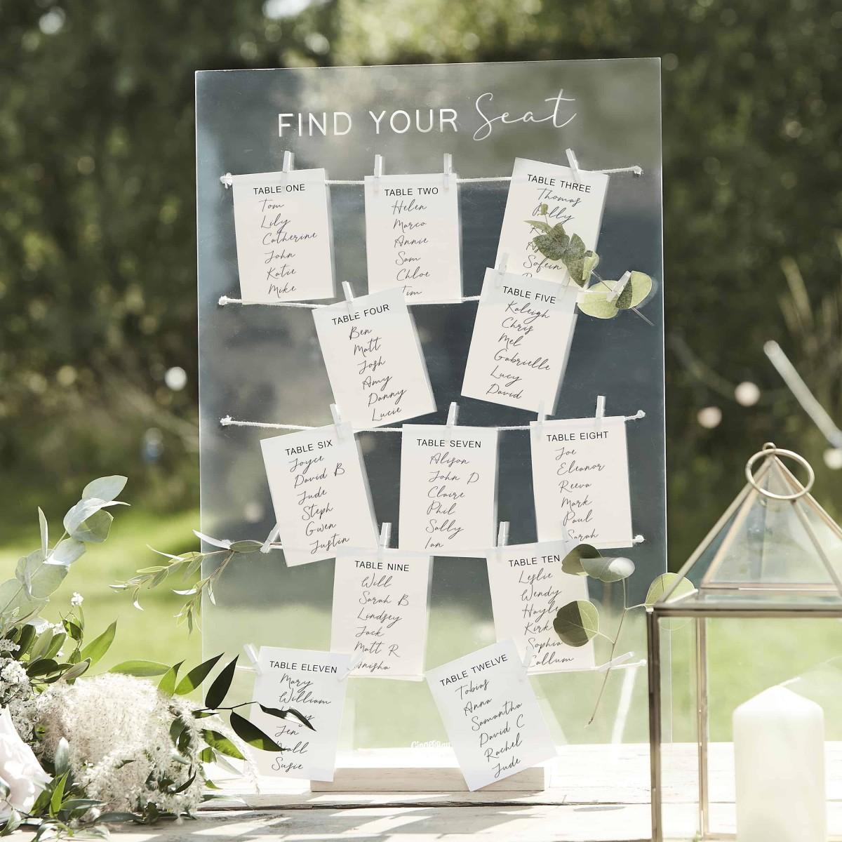 Backyard wedding seating chart