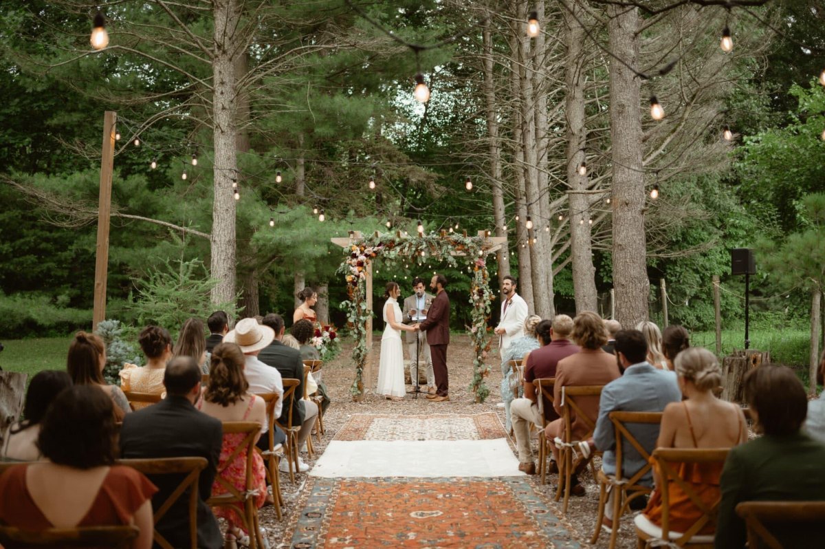 Intimate woodland backyard wedding venue