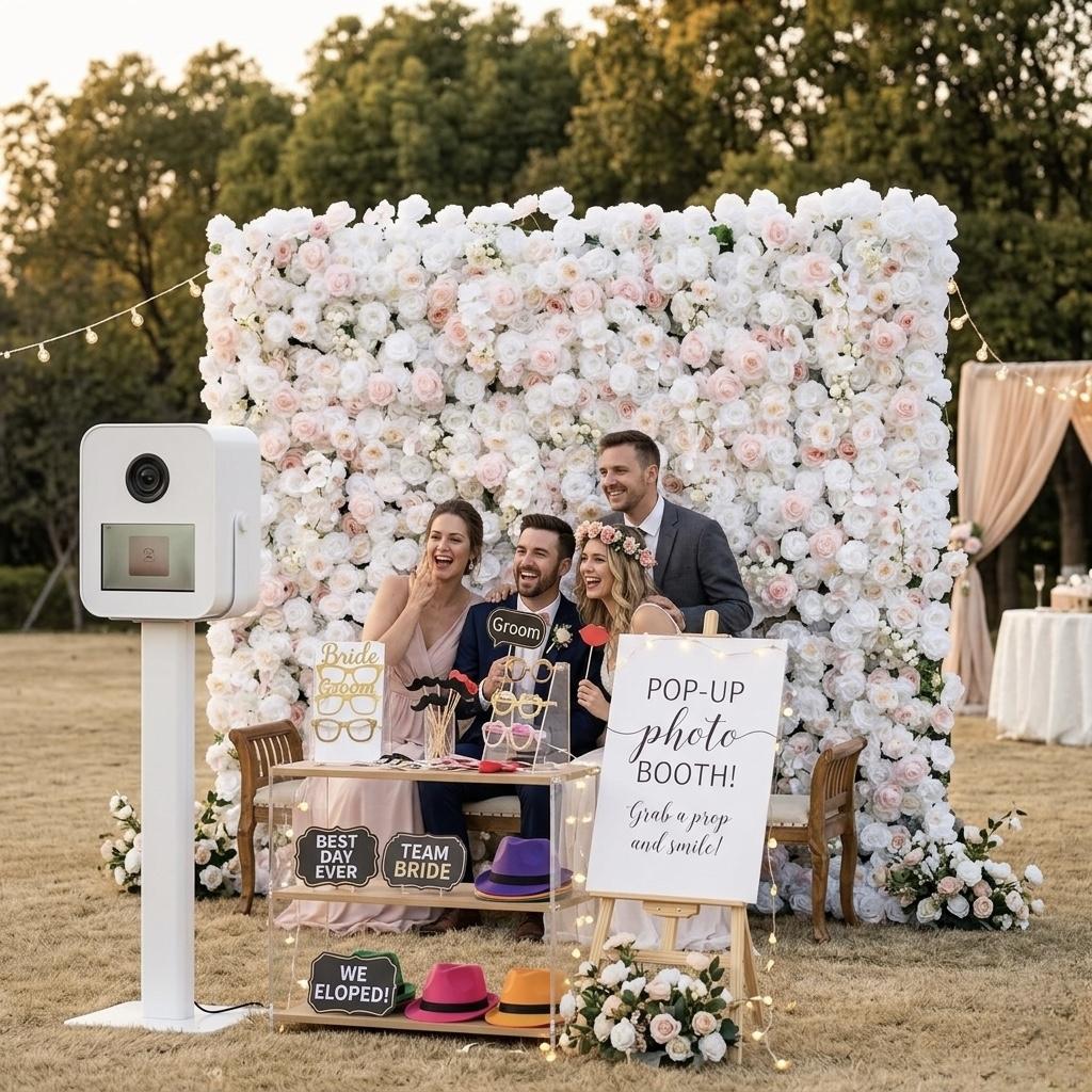 Luxury outdoor wedding photo booth