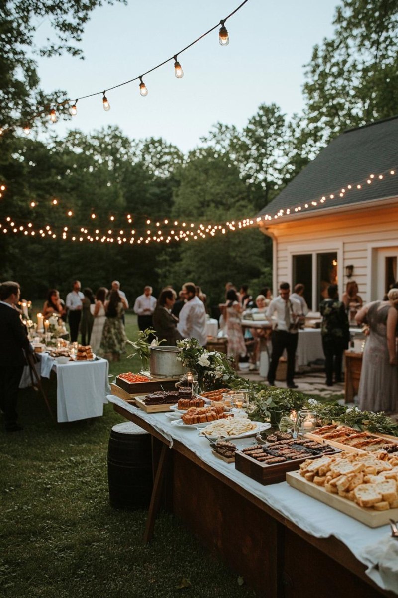 Backyard wedding outdoor buffet table