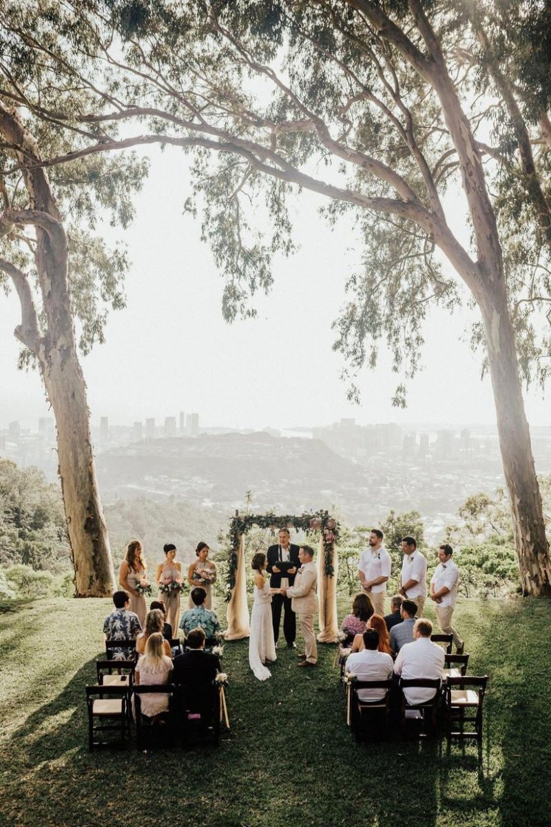Micro wedding ceremony outdoors