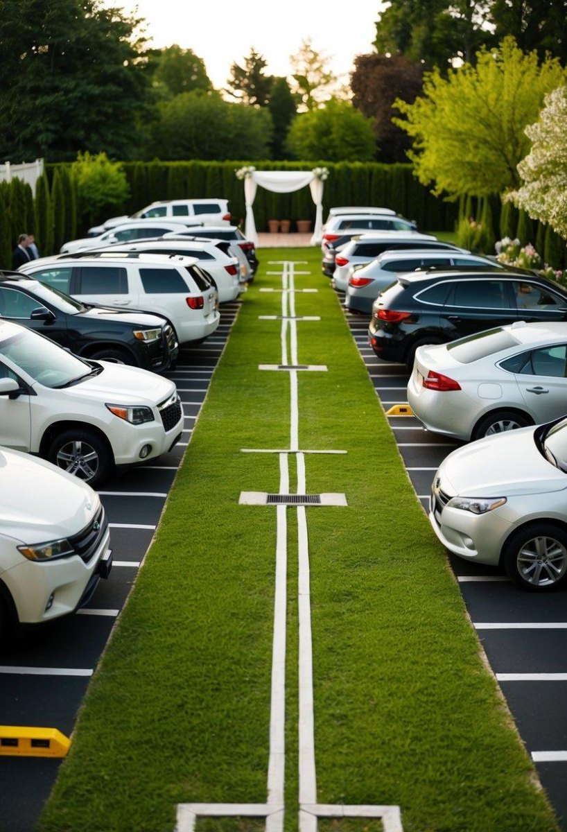 Backyard wedding guest parking area