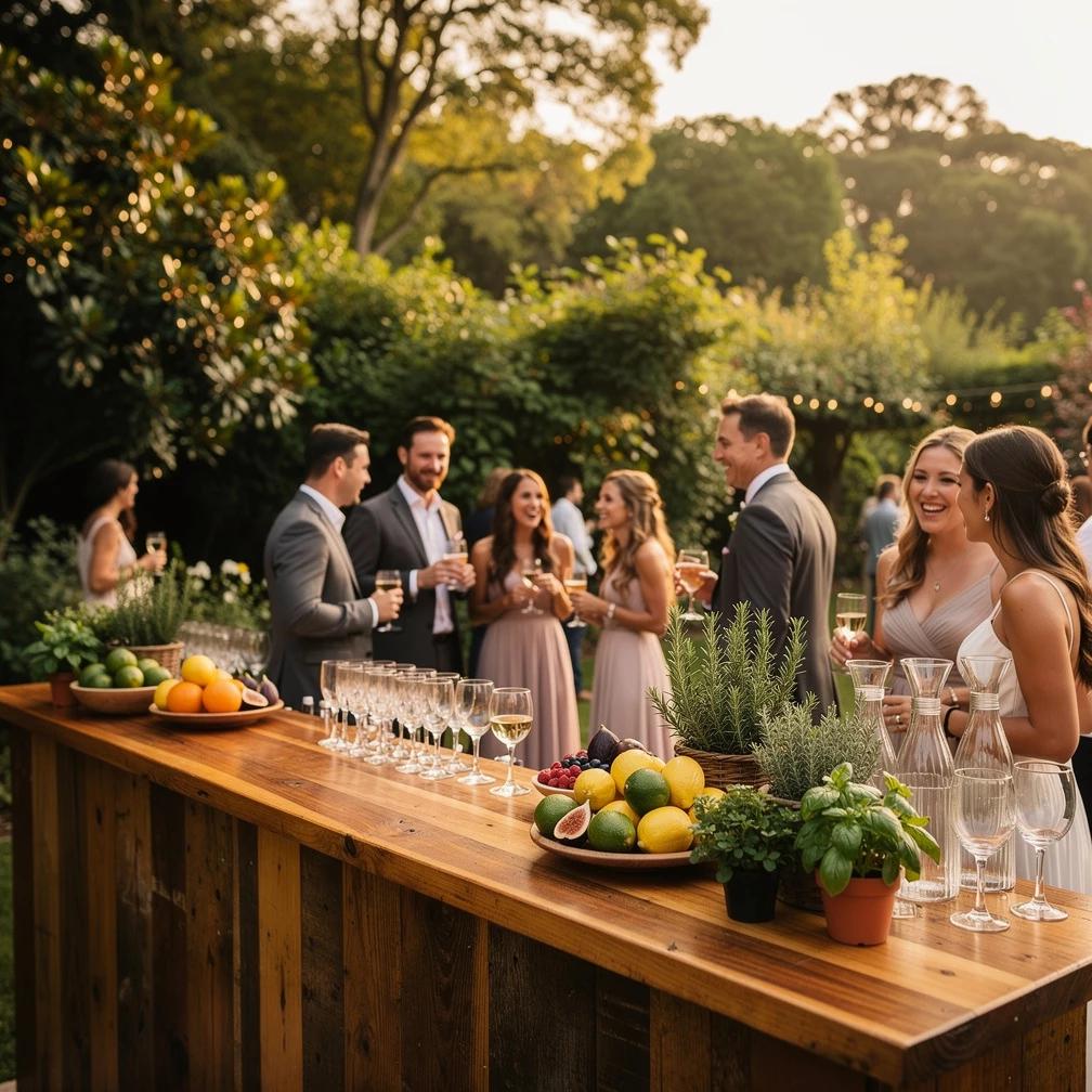 Garden cocktail bar with greenery