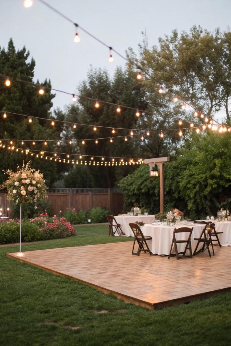 Outdoor backyard wedding dance floor