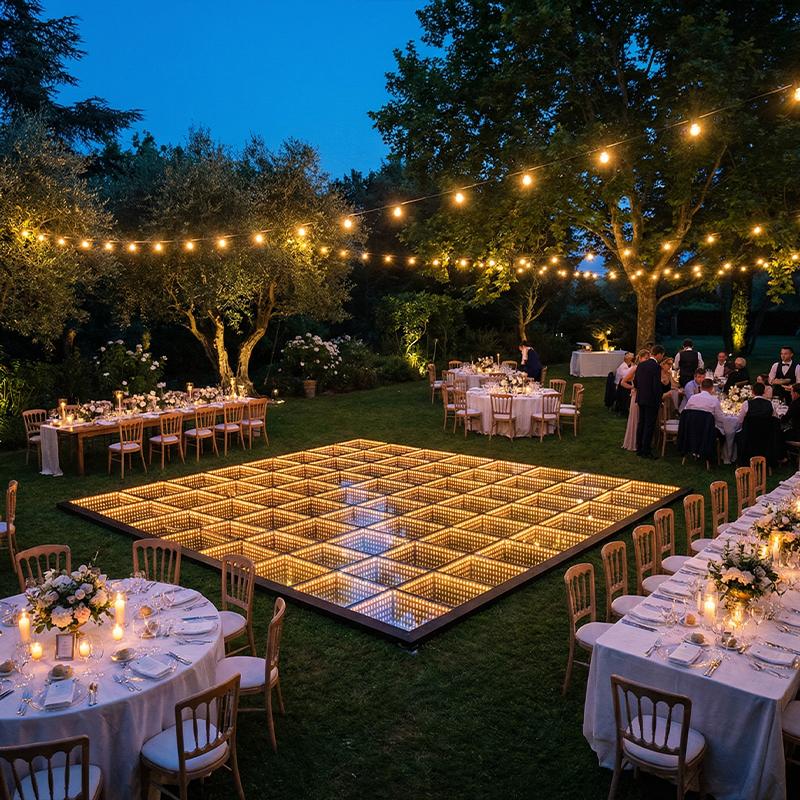Outdoor dance floor garden view