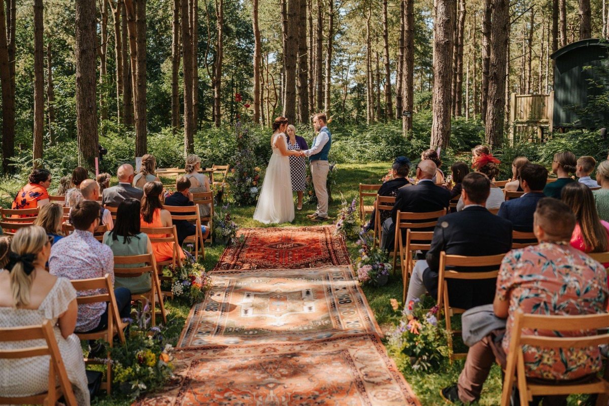 Outdoor forest wedding setting