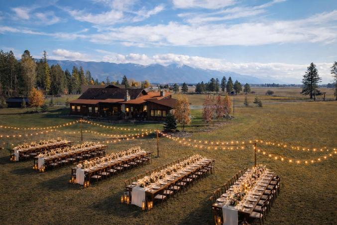 Pasture outdoor wedding reception
