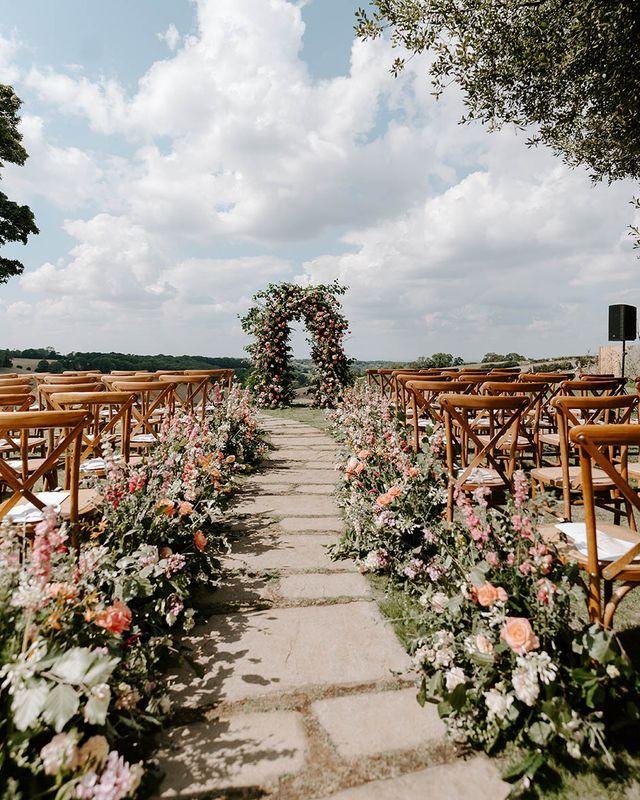 Outdoor wedding ceremony aisle
