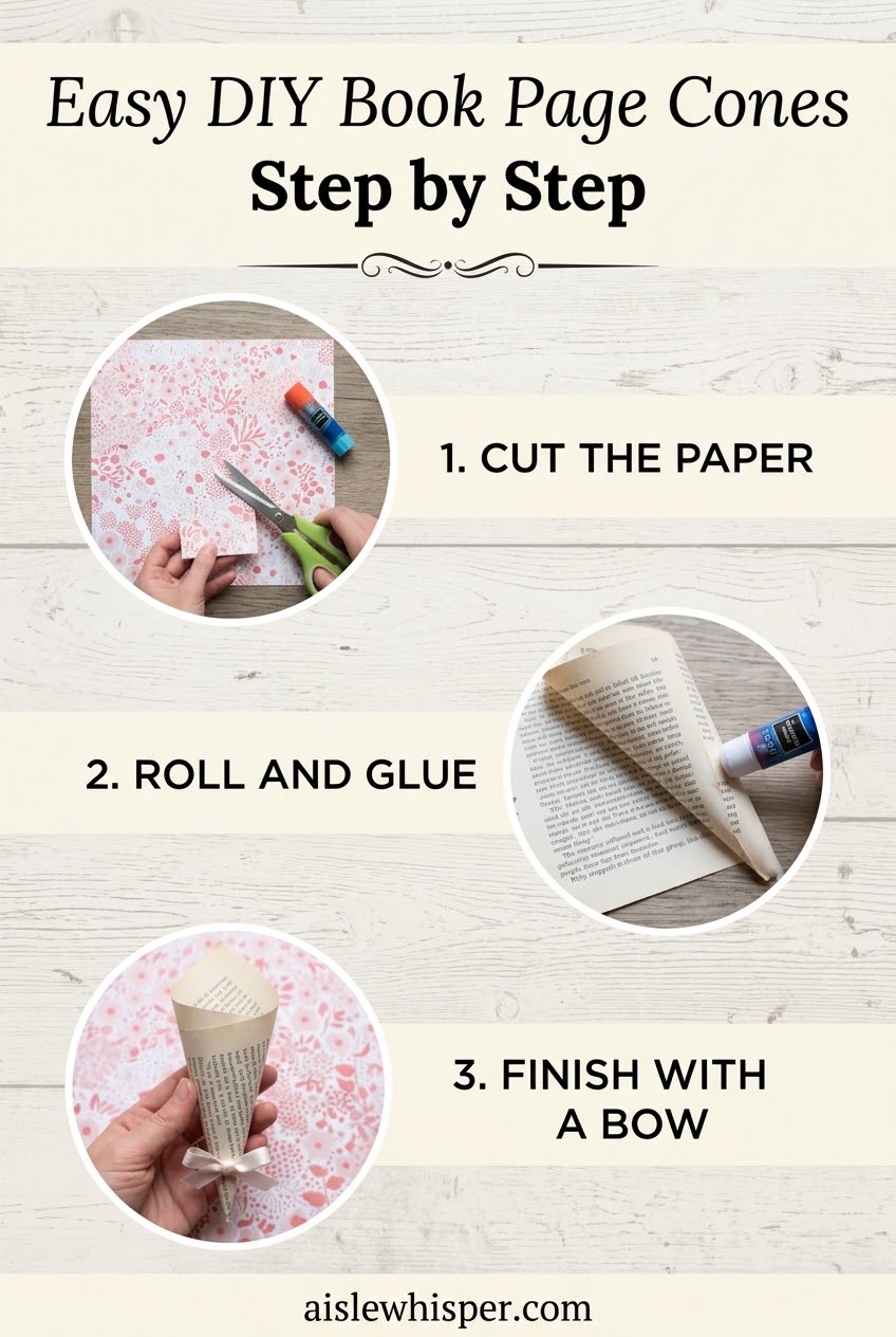Easy DIY Book Page Cones Step by Step
