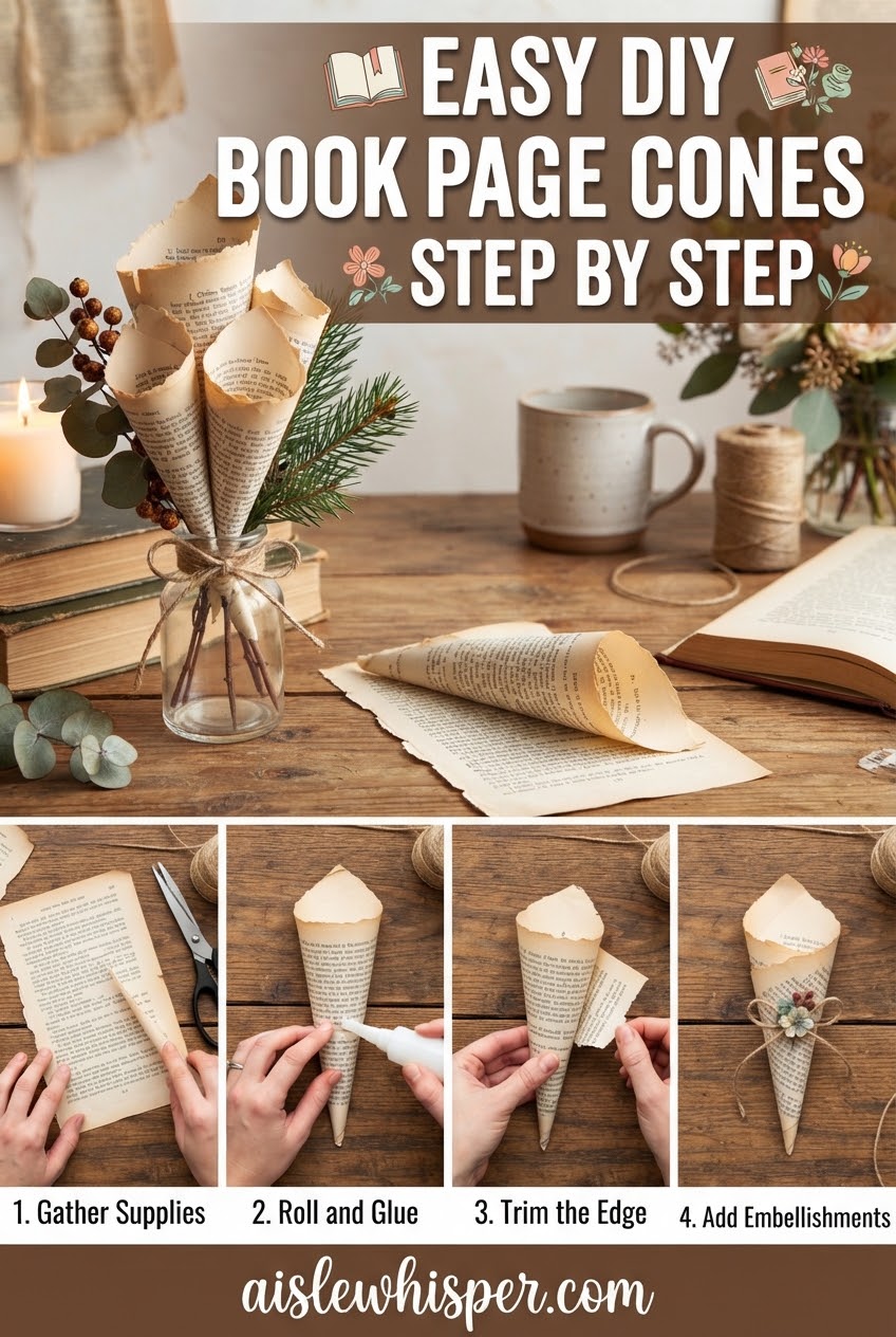 Easy DIY Book Page Cones Step by Step