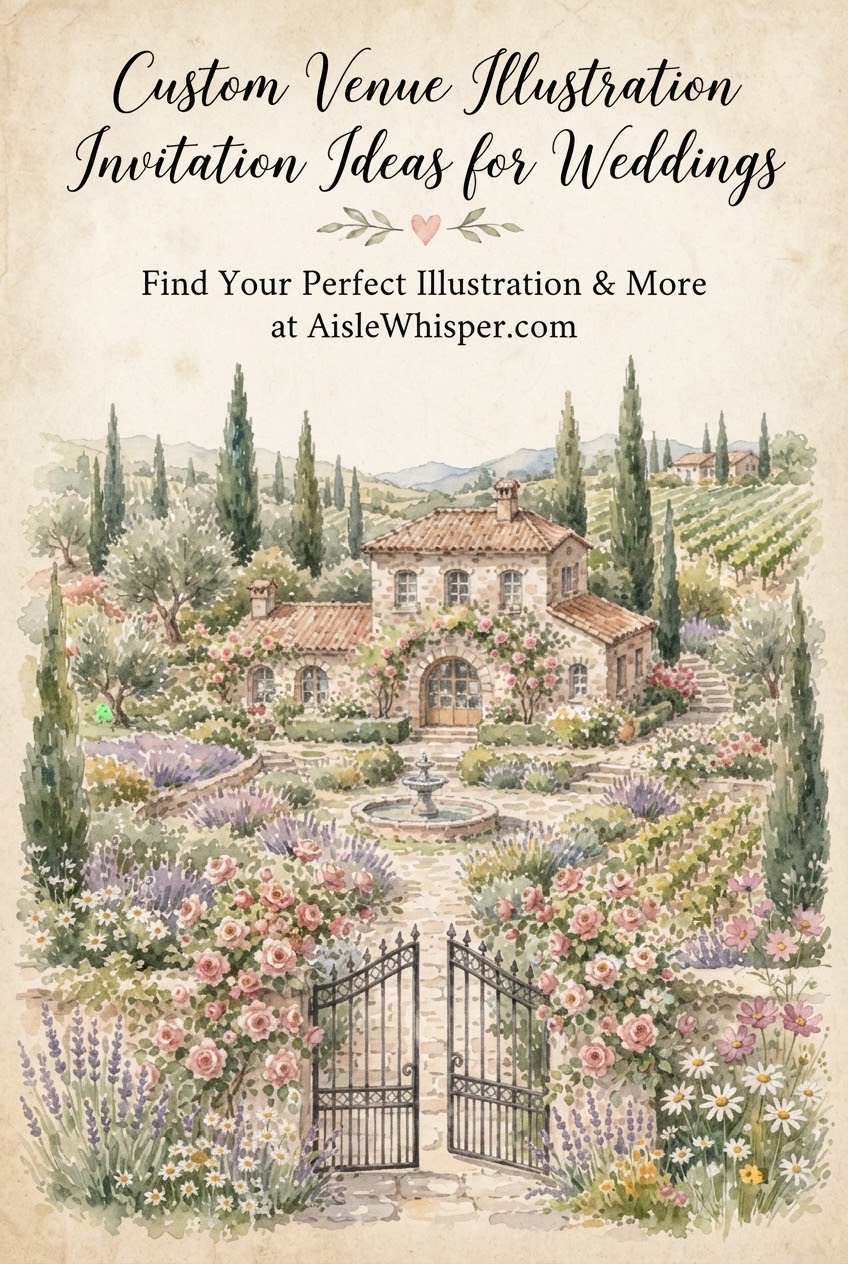 Custom Venue Illustration Invitation Ideas for Weddings