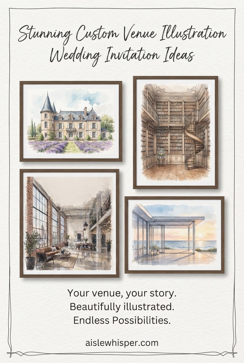Stunning Custom Venue Illustration Wedding Invitation Ideas