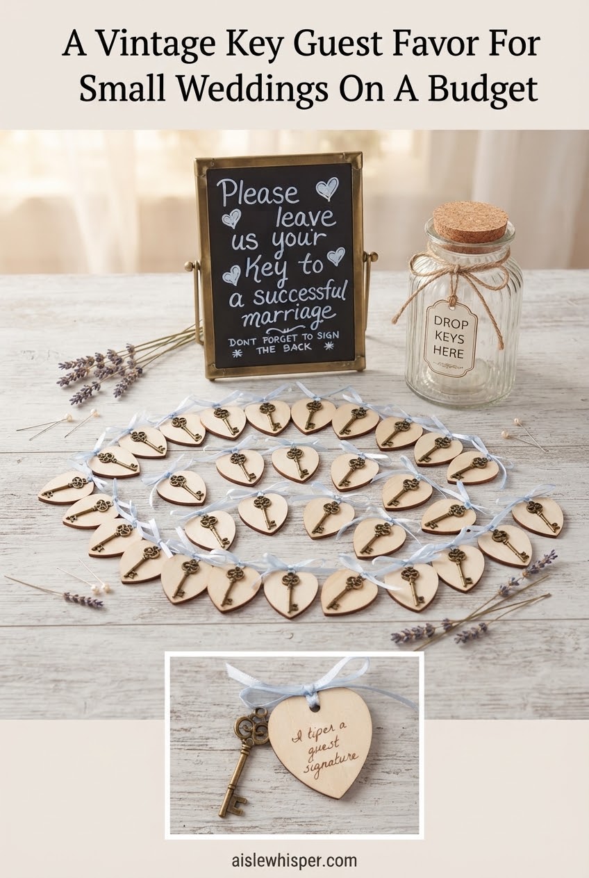 A Vintage Key Guest Favor For Small Weddings On A Budget