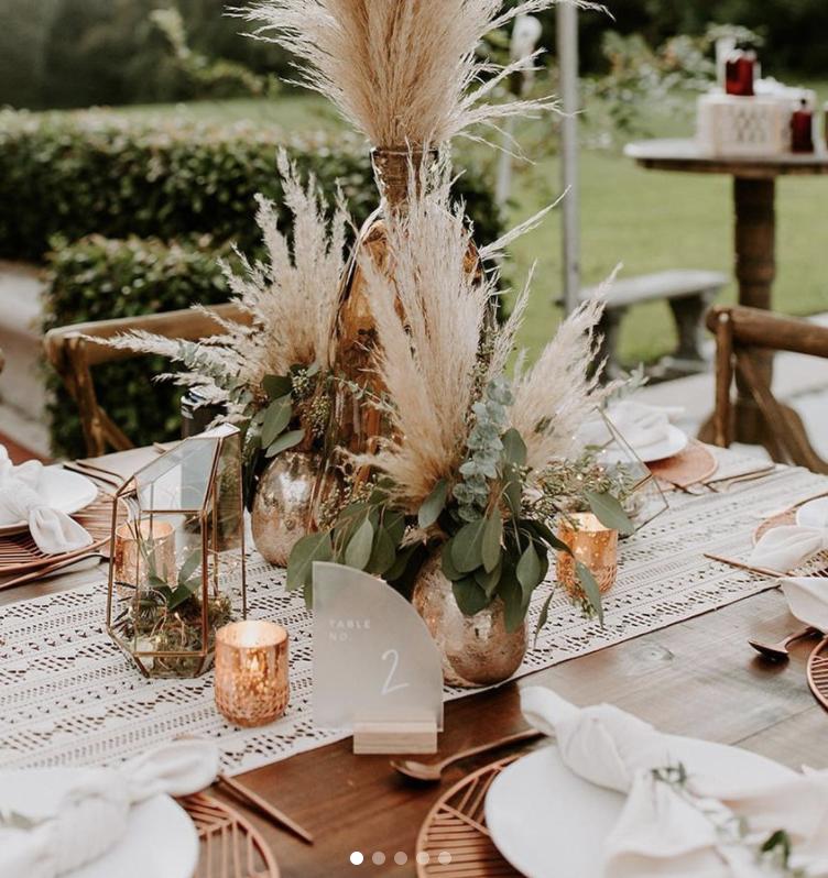 Pampas grass neutral wedding decor
