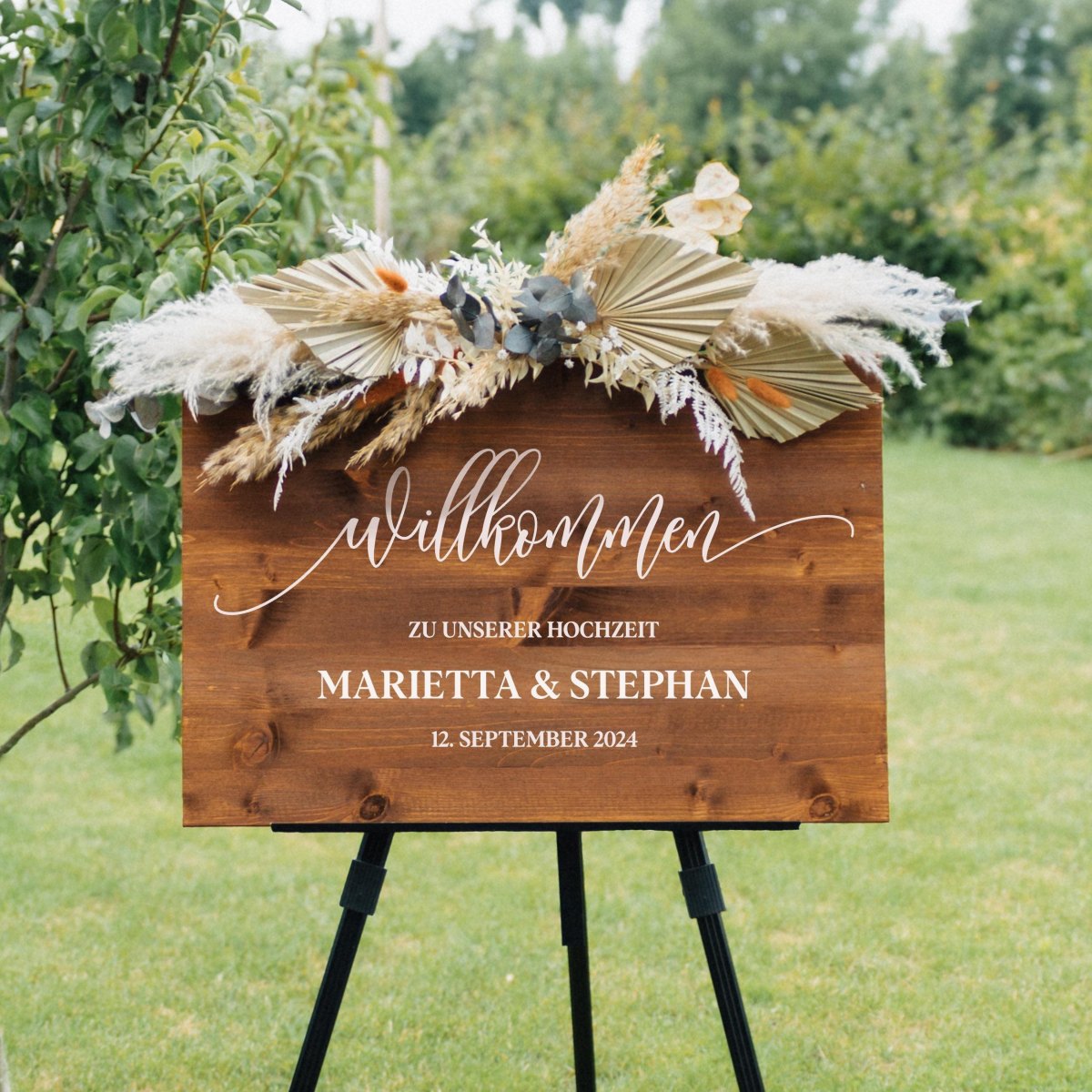 Personalized boho wedding welcome sign
