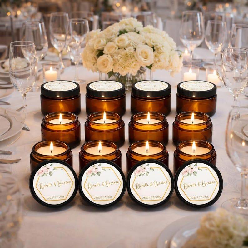 Personalized candle wedding table decorations