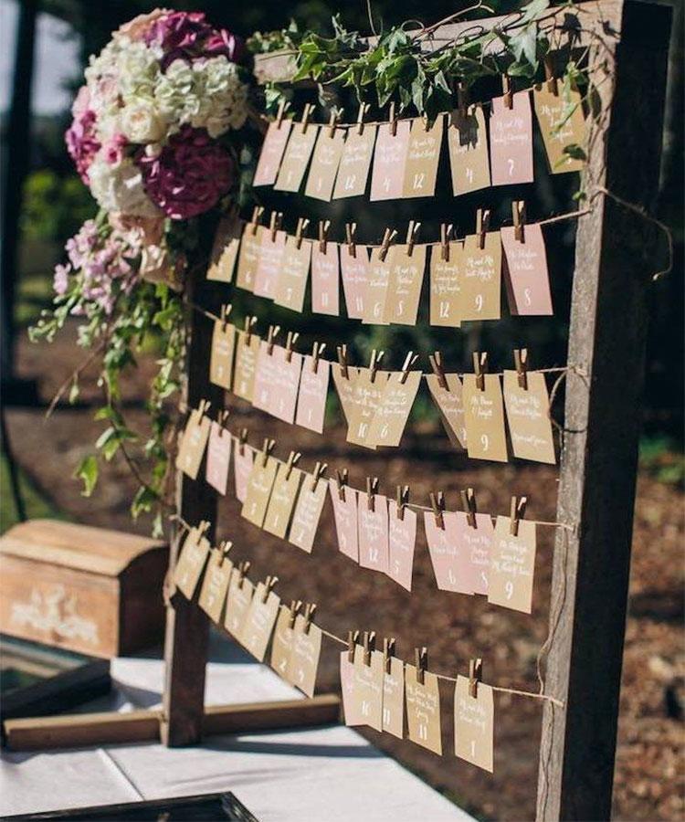 Personalized wedding seating chart display