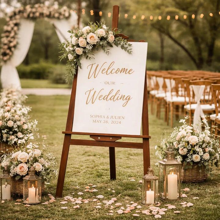 Personalized backyard wedding signs