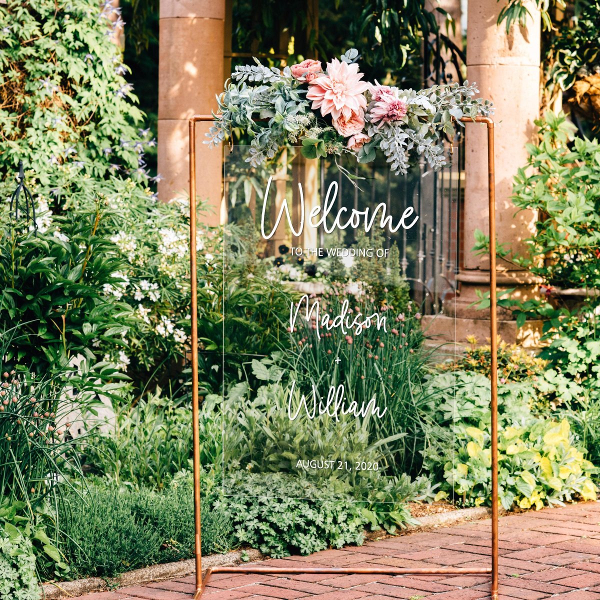 Personalized garden wedding welcome sign