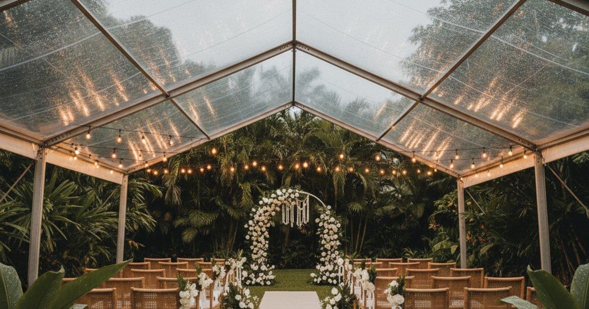 Garden wedding rain plan tent