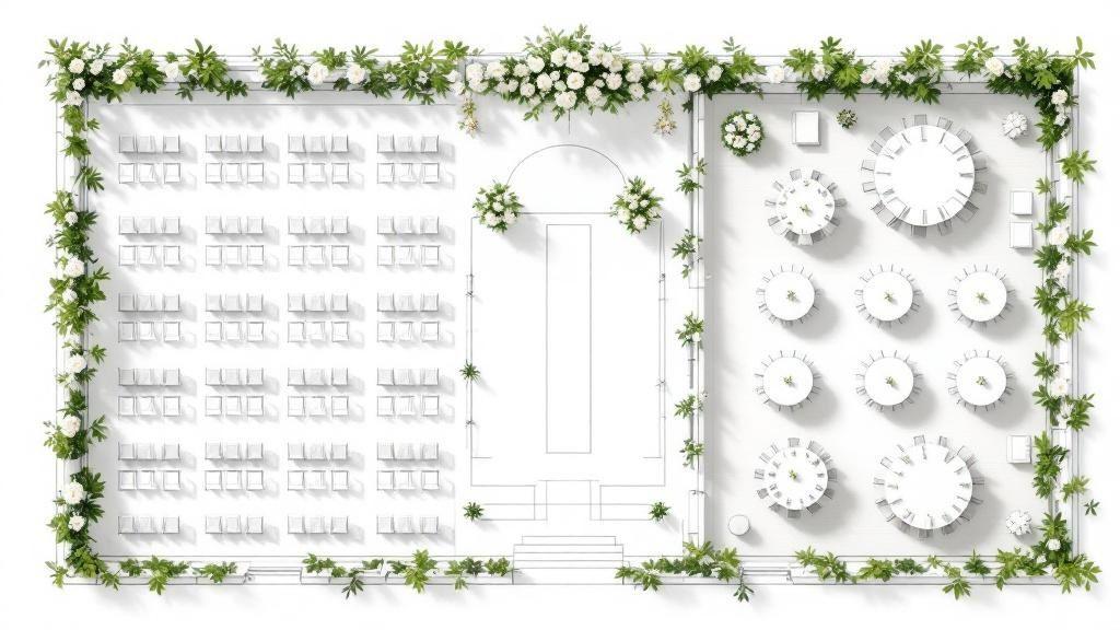 micro wedding reception transition area