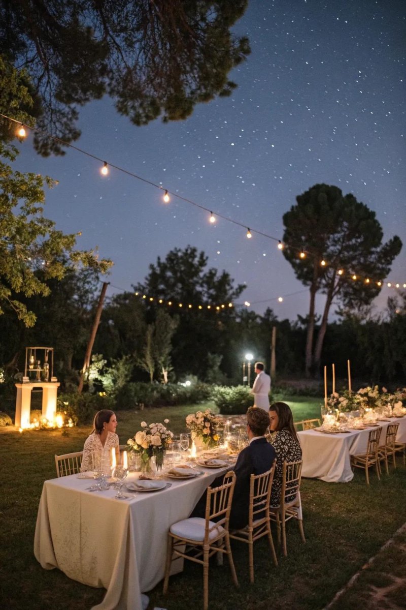 Backyard wedding dinner stars