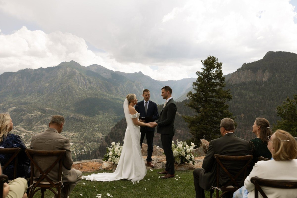 Mountain wedding ceremony view