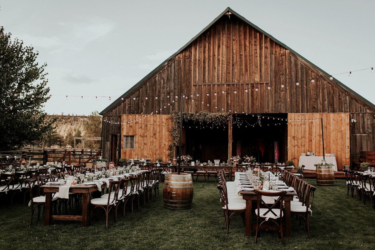 Rustic barn style backyard wedding venue