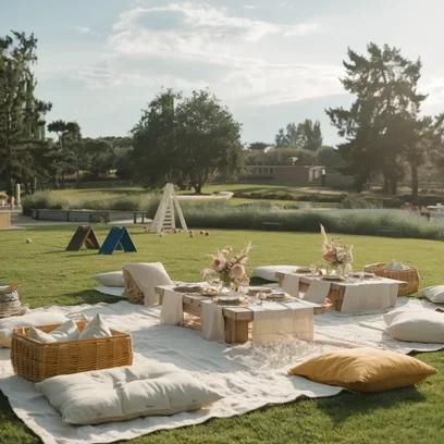 Rustic garden wedding picnic