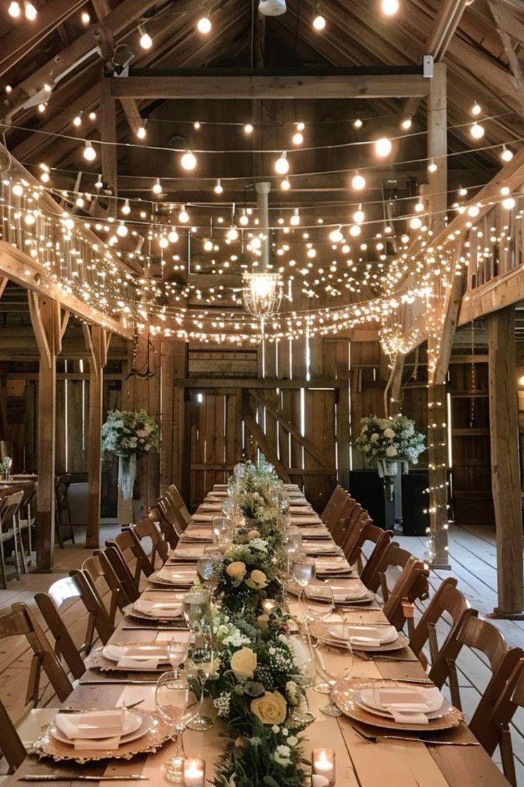 Rustic barn summer wedding reception