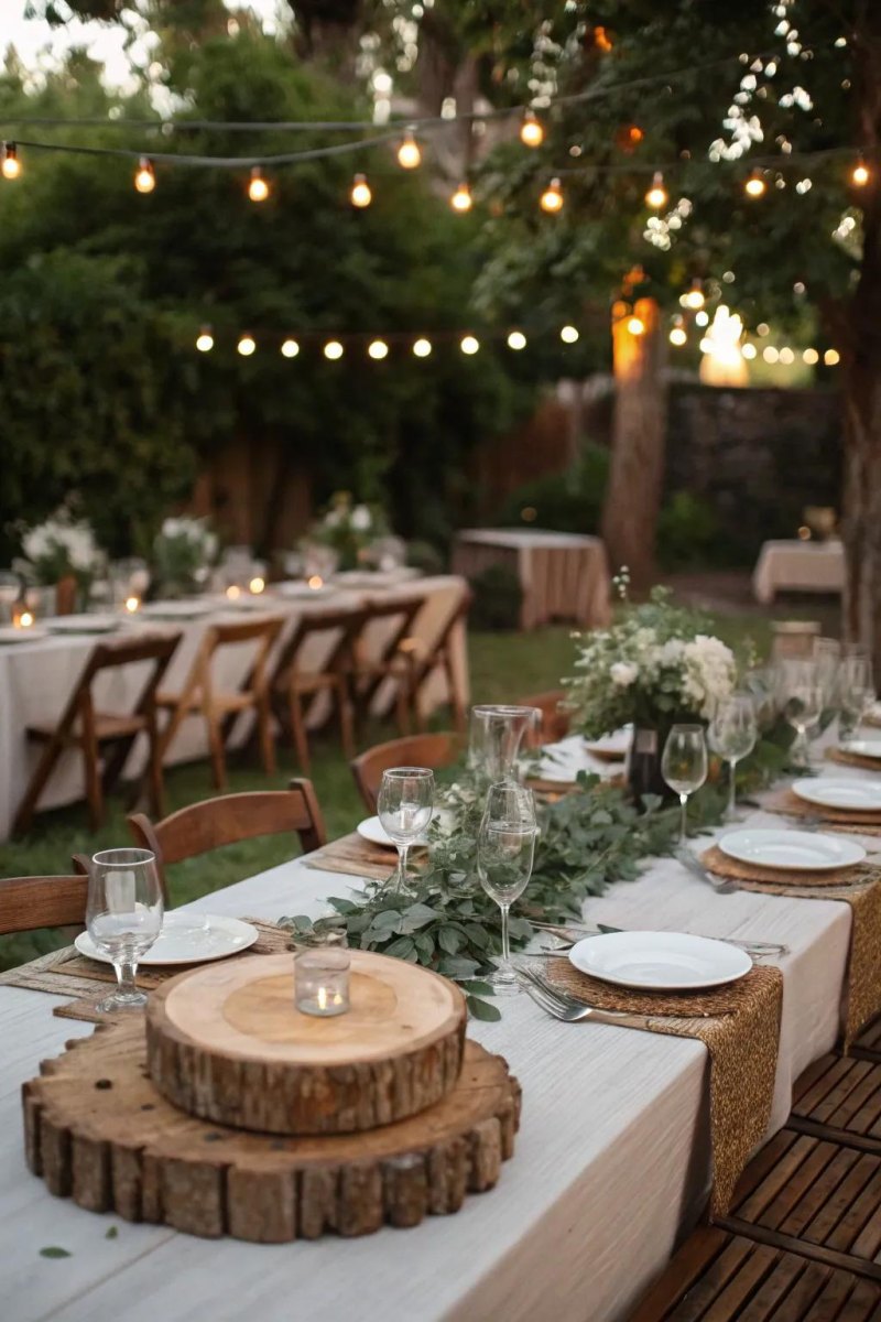 Rustic wooden garden wedding details