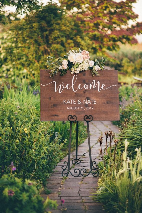 Rustic wooden wedding sign