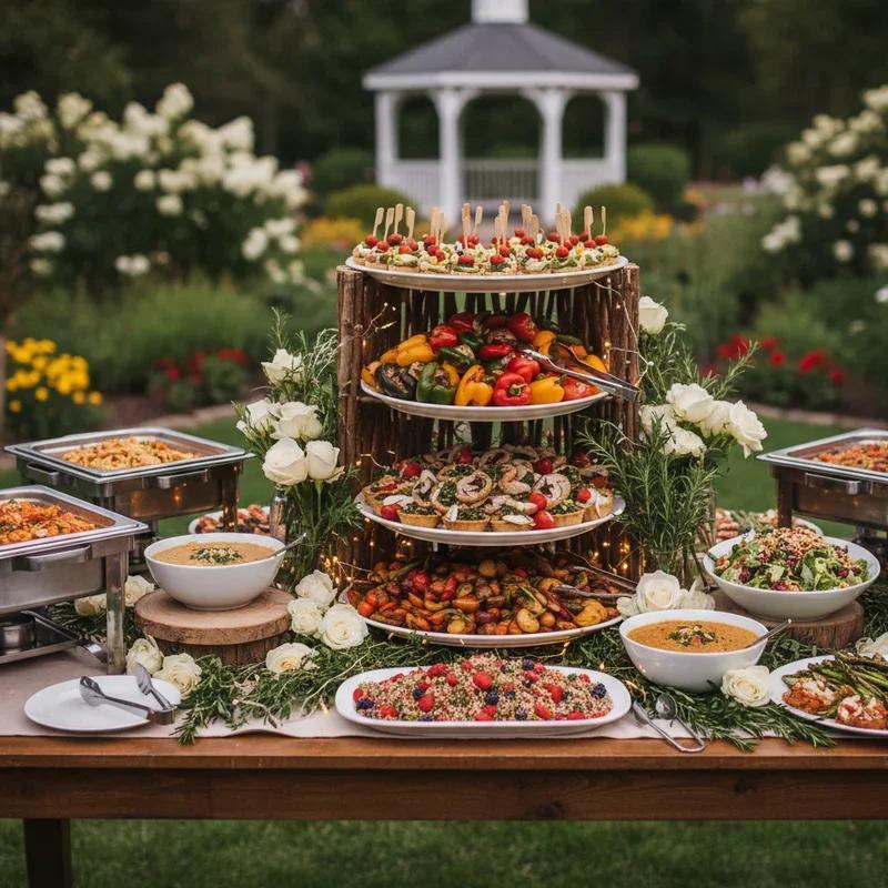 Seasonal summer wedding food display