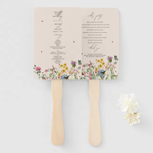 Seasonal wedding program fan