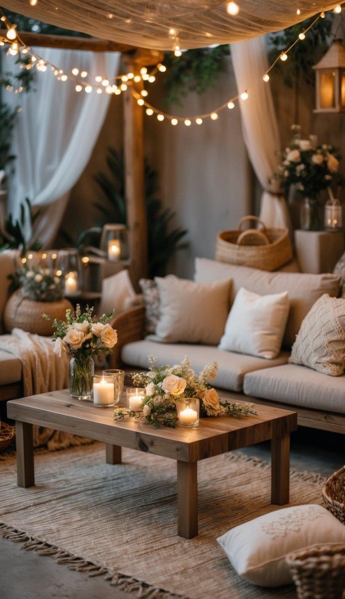 Cozy wedding conversation lounge