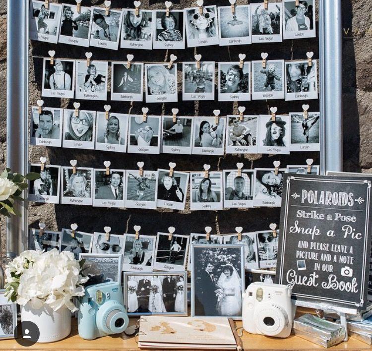 Polaroid station at small wedding