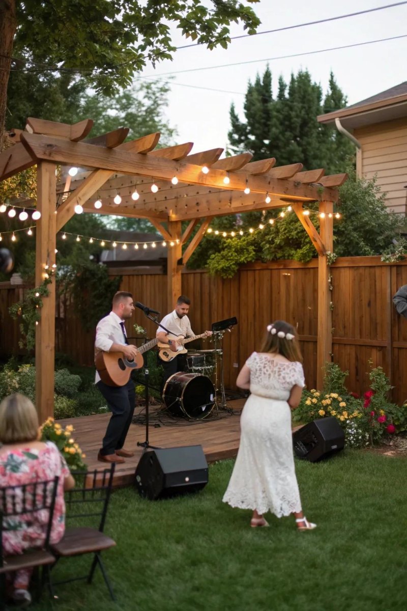 Outdoor wedding speakers and music setup