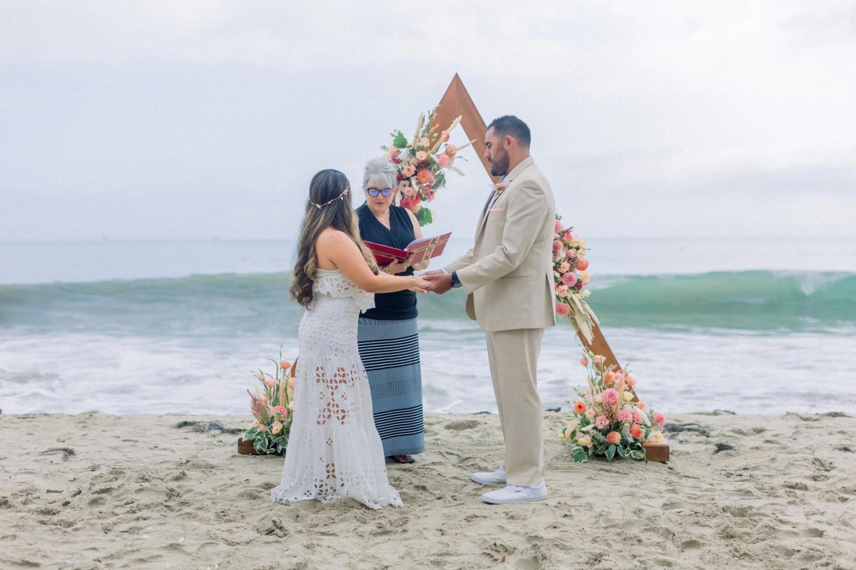 Small beach wedding ceremony