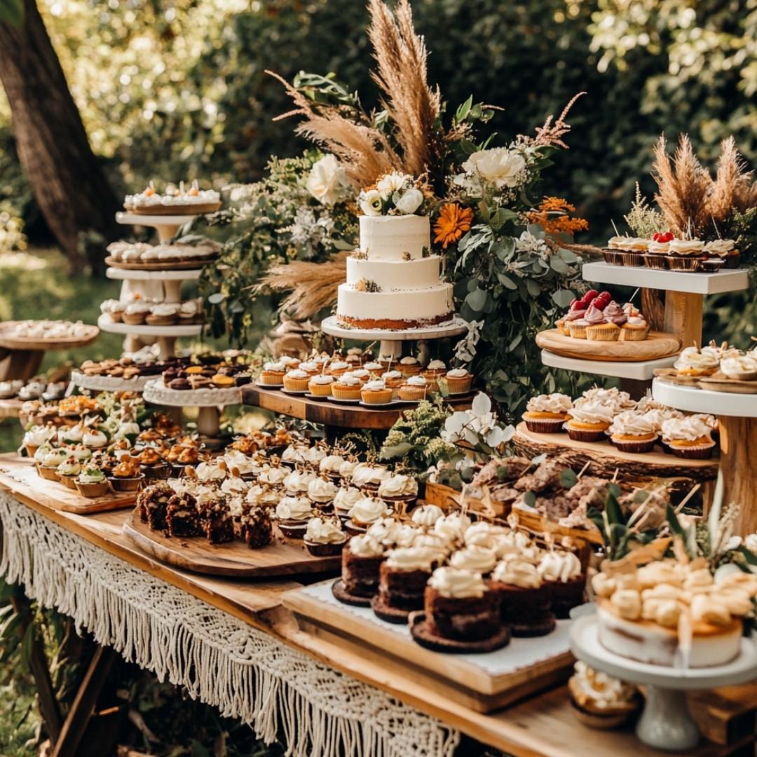 Small boho wedding dessert table