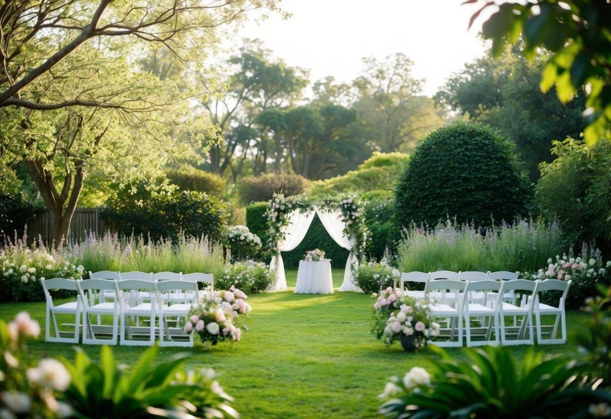 Small garden ceremony seating arrangement