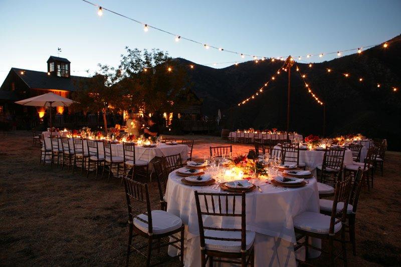 String lights outdoor wedding reception