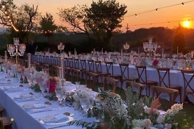 Sunset wedding reception photography